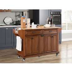 Kitchen Units Bed Bath & Beyond Kitchen Island with Rubber Wood Countertop Mahogany