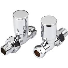 iBathUK Modern Chrome Straight Towel Radiator Valves 15mm RA02S