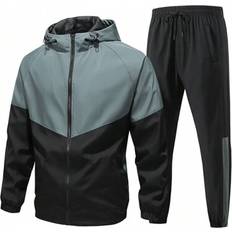 Breathable - Men Suits Shein Men's Windproof Breathable Sports Suit - Color-Blocking