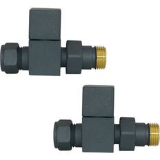 Heated Towel Rails NRG Anthracite Straight Manual Valves 15mm Pair