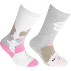Floso Kid's Cotton Rich Welly Socks 2-pack - Cream Pink