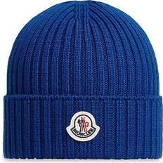 Wool Accessories Moncler Enfant Boys Blue Rib Knit Wool Hat - Blue