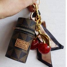 Brown Keychains Shein Cherry Key Chain Mini Lipstick Bag - Alloy