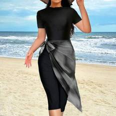 Polyester Swimsuit Cover-Ups & Sarong Wraps Shein Minimalist Beach Coverup Burkini