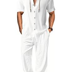 Herr - Linne Kostymer Temu Men's Short Sleeve Linen Suit