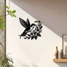 Shein Room 1pc Iron Hummingbird Floral Art Wall Decor