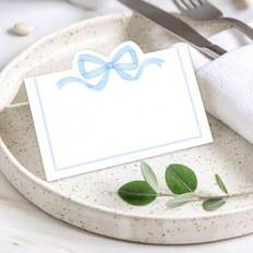 Blue Table Decorations Shein Blue Bow Place Cards 10pcs