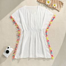 Shein Teen Girl Summer Vacation Beach Fashion Tassel Trim Cover Up Dress
