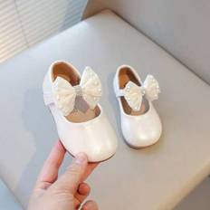 Ballerinas Children's Shoes on sale Shein Pearl Rhinestone Bow PU Leather Anti-Slip Shoes - Birthday