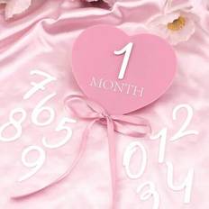 Pink Photoframes & Prints Shein Heart-Shaped Baby Monthly Milestone Sign