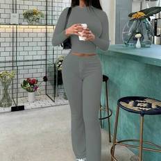 Shein Belly-Baring Long-Sleeved Slim-Fitting Lace-Up Pants
