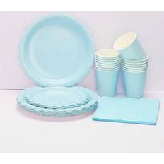 Shein 50pcs 80pcs Light Blue Paper Plates Cups