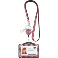 Pink Business Card Holders Temu Horizontal Sequin ID Badge Lanyards Set