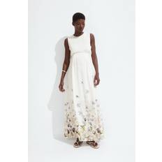 Blommiga Gravid- & Amningskläder H&M Vit Blommig Mama Långklänning Med Rosett XS