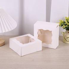 Shein White Kraft Paper Square Hollow Window Boxes