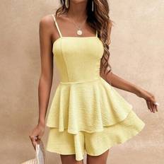 Lace Jumpsuits & Overalls Shein Solid Color Lace Up Backless Layered Cami Jumpsuit