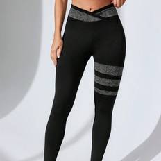 Multicoloured - Sportswear Garment Tights & Stay-Ups Shein Asymmetrical Color Blocked Elastic Waist Leggings