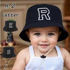 Black Bucket Hats Children's Clothing Shein Toddlers Baby Bucket Hat Cap A-Z Letter - Adjustable