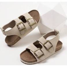 Beige Sandals Shein Buckle Heart Decorated Flat Cork Sandals - Beach