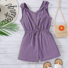 Jumpsuits Children's Clothing Shein Tween Girls Twist Vest-Style Casual Jumpsuit - Woven