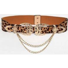 Leopard - Women Accessories Shein Leopard Print Double-Buckle Hollow Buckle Elastic Waist Chain