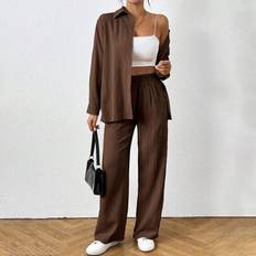 Women Suits Shein Women Casual Office Wear Shirt And Pants Set