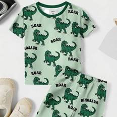 Multicoloured Night Garments Children's Clothing Shein Baby Boy Cartoon Pattern Loungewear Set - Loose Comfortable