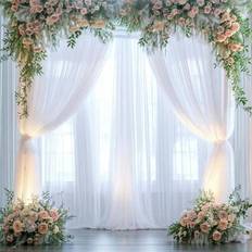 Shein White Tulle Archway Fabric Curtain