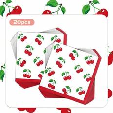 Birthdays Paper Napkins Shein Cherry Decorations Disposable Napkins
