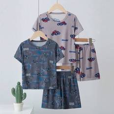 Shein Kid Boys Summer Short Sleeve Pajama Set - Lightweight