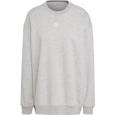 adidas Originals Essentials Fleece Long Oversized Crew Sweatshirt - Medium Grey
