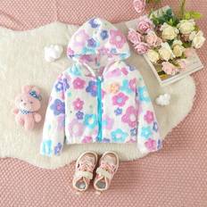 Florals Jackets Children's Clothing Shein Baby Girl Floral Print Zip Up Hooded Jacket