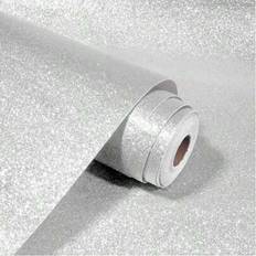 Shein Silver Glitter Wallpaper 17.7 Inches