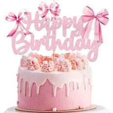 Shein Pink Bow Happy Birthday Topper Cake Decoration