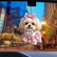 Shein Acrylic Pink Bow Dog Decor Pendant Decorative Item