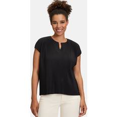 Plisseret T-shirts Betty & Co Uld Kortærmet Uld Skjorte Med Plissering Sort