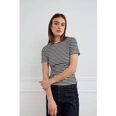 Lizzy Top Ivory Black Stripe