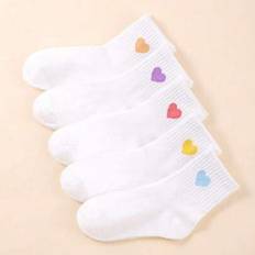 Running Underwear Shein Kids Heart Pattern Tube Socks - White