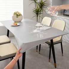 Solid Colours Tablecloths Shein Rectangular Elastic Waterproof Oil-Proof Tablecloth Grey