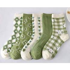 Florals - Women Socks Shein Ditsy Floral Argyle Pattern Mid-Calf Socks - Random