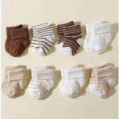 Stripes Underwear Shein Solid Striped Crew Socks For Infant - 8 Pairs