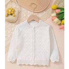Shein Young Girl Thin Button Hollow Knit Cardigan Jacket