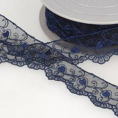 Ribbons, Tapes & Trims Stephanoise Embroidery Tulle Lace Trim Navy Blue 35mm