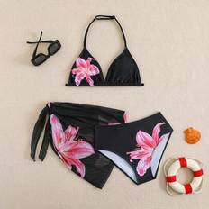 Florals Bikinis Children's Clothing Shein Cute Tween Girls Ditsy Floral Bikini Swimsuit Set - Print Style