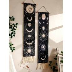 Shein 1 Piece Bohemian Moon Wall Hanging Tapestry With Fringe - And Moon Banner for Witchy Aesthetic Room Decor, Moon Phase Wall Decor