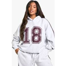 Hoodies Jumpers boohoo Plus 18 Print Side Striped Oversized Hoodie - Grey