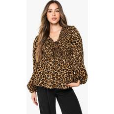 boohoo Womens Maternity Leopard Shirred Smock Top 12