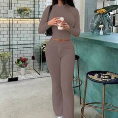 Shein Belly-Baring Long-Sleeved Slim-Fitting Lace-Up Pants