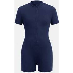 Girls Playsuits Children's Clothing Shein Tween Girls Zip Up Half Zip Unitard Romper