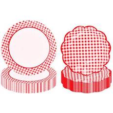 Red Disposable Plates Shein Plaid Red White Paper Plates 9 Inch
